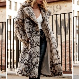12th Tribe Vivienne Coat in Snakeprint Faux Fur